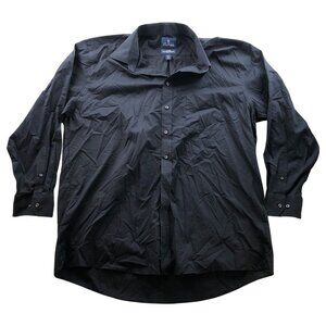 Stafford Mens Dress Shirt Size XXL 18 Neck Black Broadcloth Travel Button Up